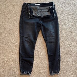 KanCan Maurices Skinny High Rise Black Jeans Raw Waist Hems Women's 31